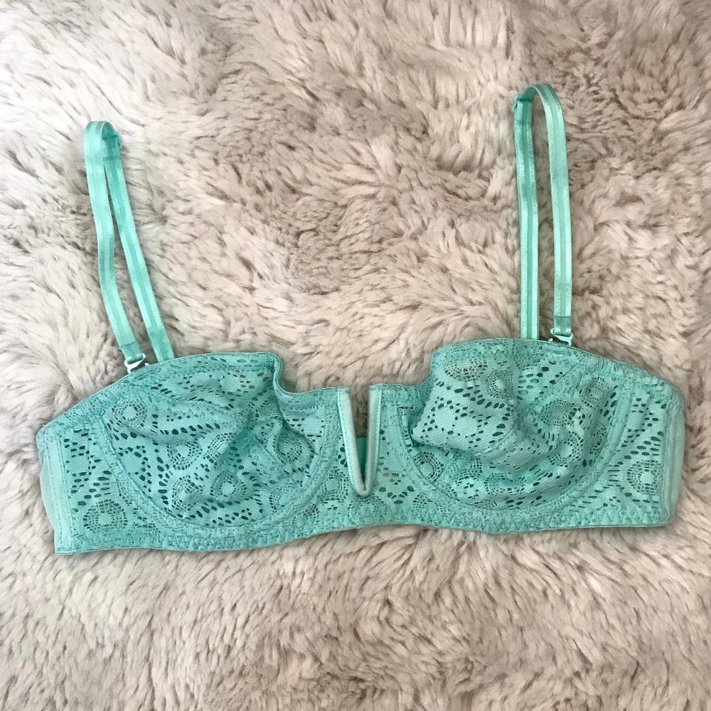 teal free people wired lace bandeau bralette